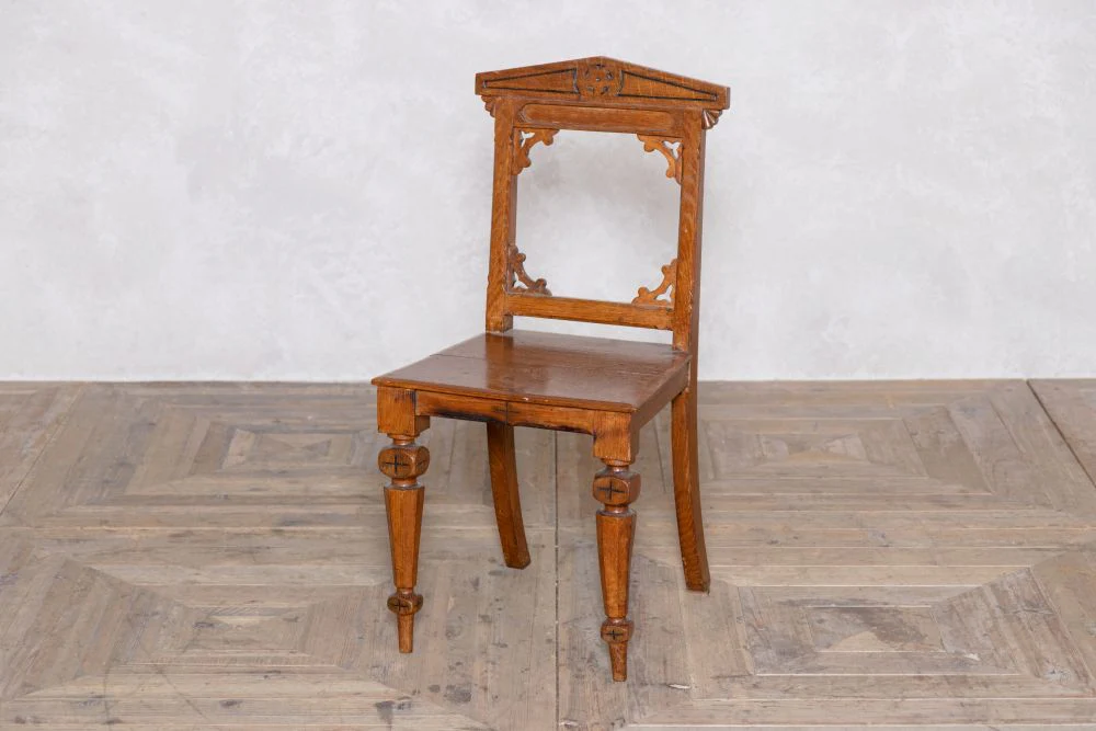 Victorian Gothic Solid English Oak Hall Chair