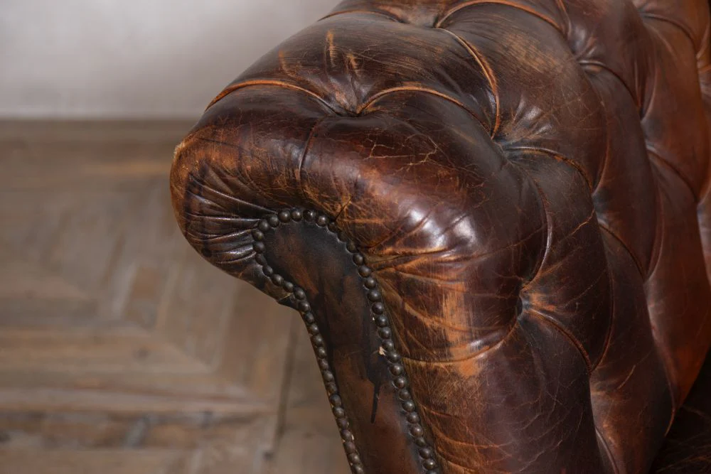 Victorian Leather Chesterfield Sofa - Image 7