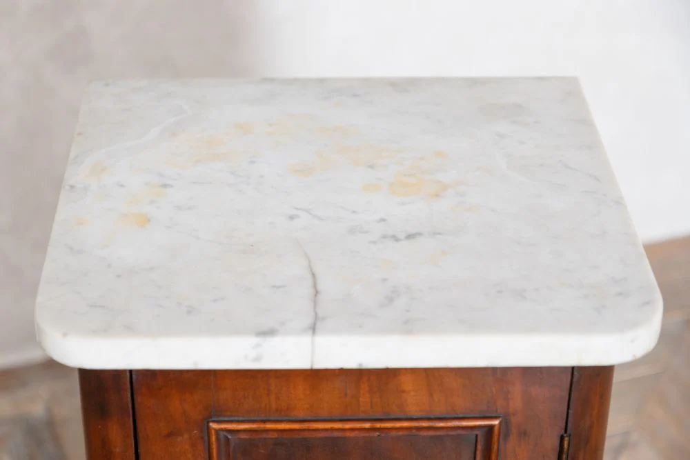 Victorian Mahogany Marble Top Bedside Cupboard - Image 2
