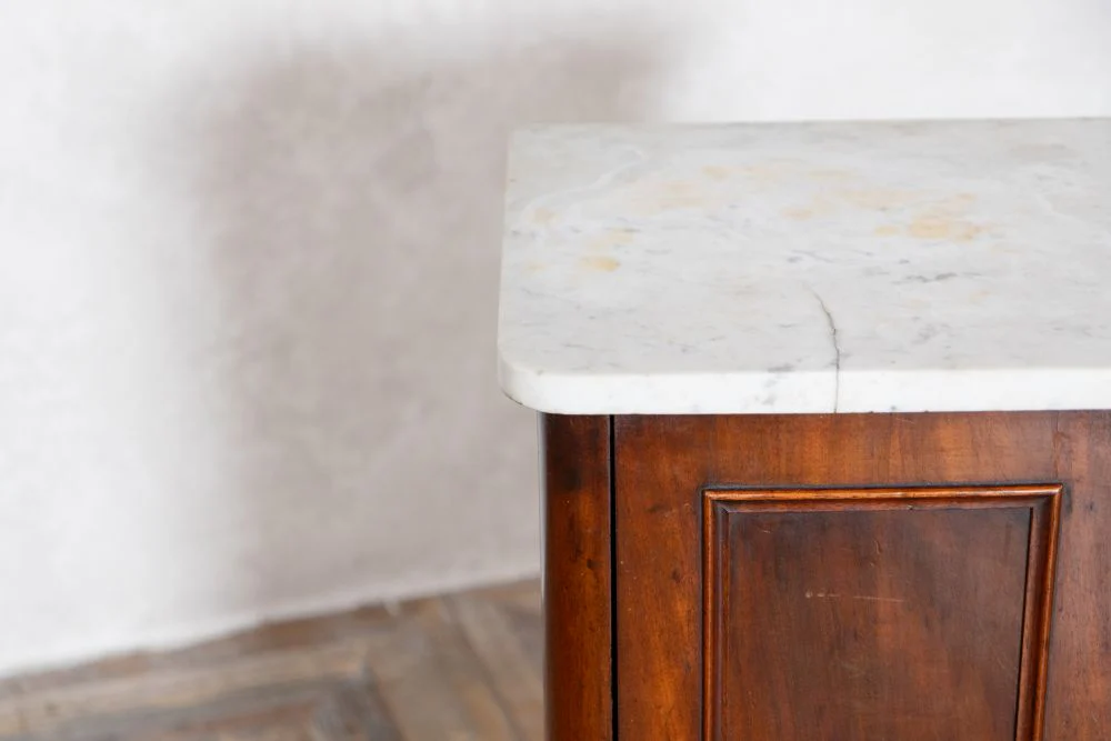 Victorian Mahogany Marble Top Bedside Cupboard - Image 3