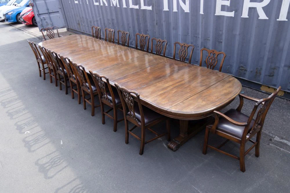 Extra Large Victorian Mahogany Extending Table with 16 Chairs - Image 11