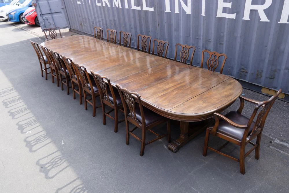 Extra Large Victorian Mahogany Extending Table with 16 Chairs - Image 12