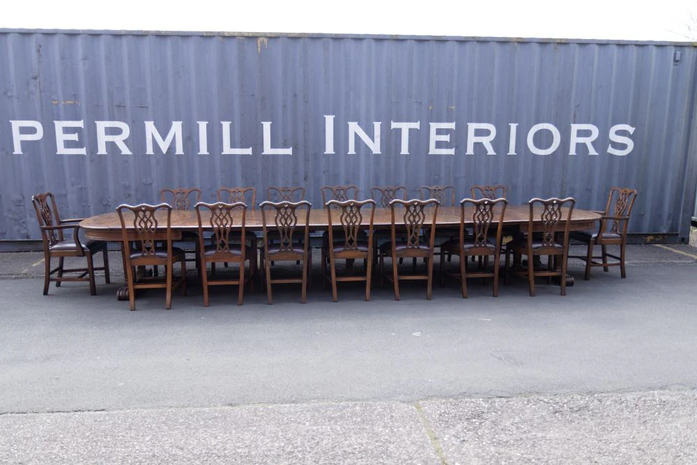 Extra Large Victorian Mahogany Extending Table with 16 Chairs - Image 2