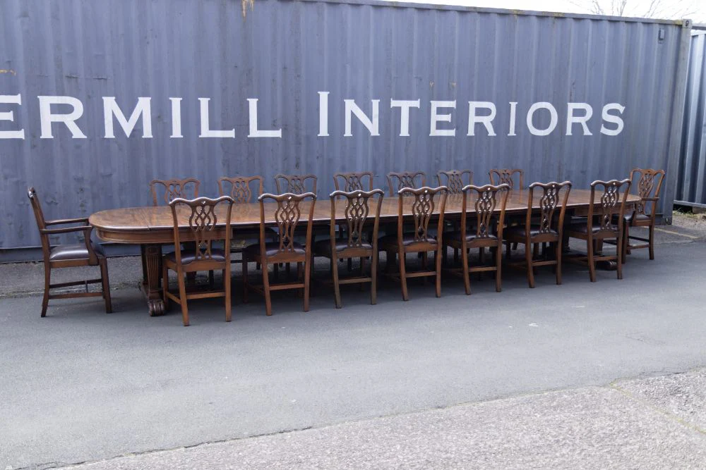 Extra Large Victorian Mahogany Extending Table with 16 Chairs - Image 3