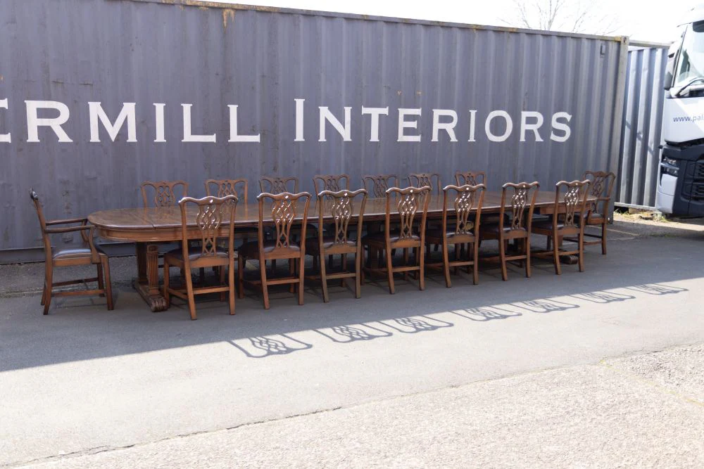 Extra Large Victorian Mahogany Extending Table with 16 Chairs - Image 4