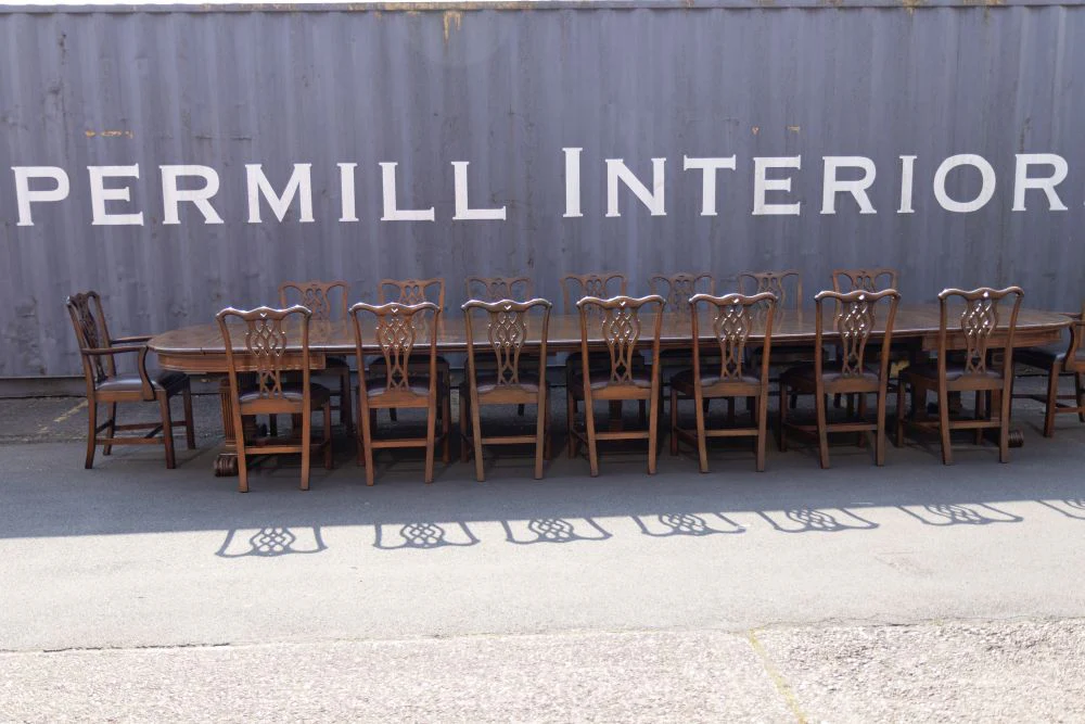 Extra Large Victorian Mahogany Extending Table with 16 Chairs - Image 9