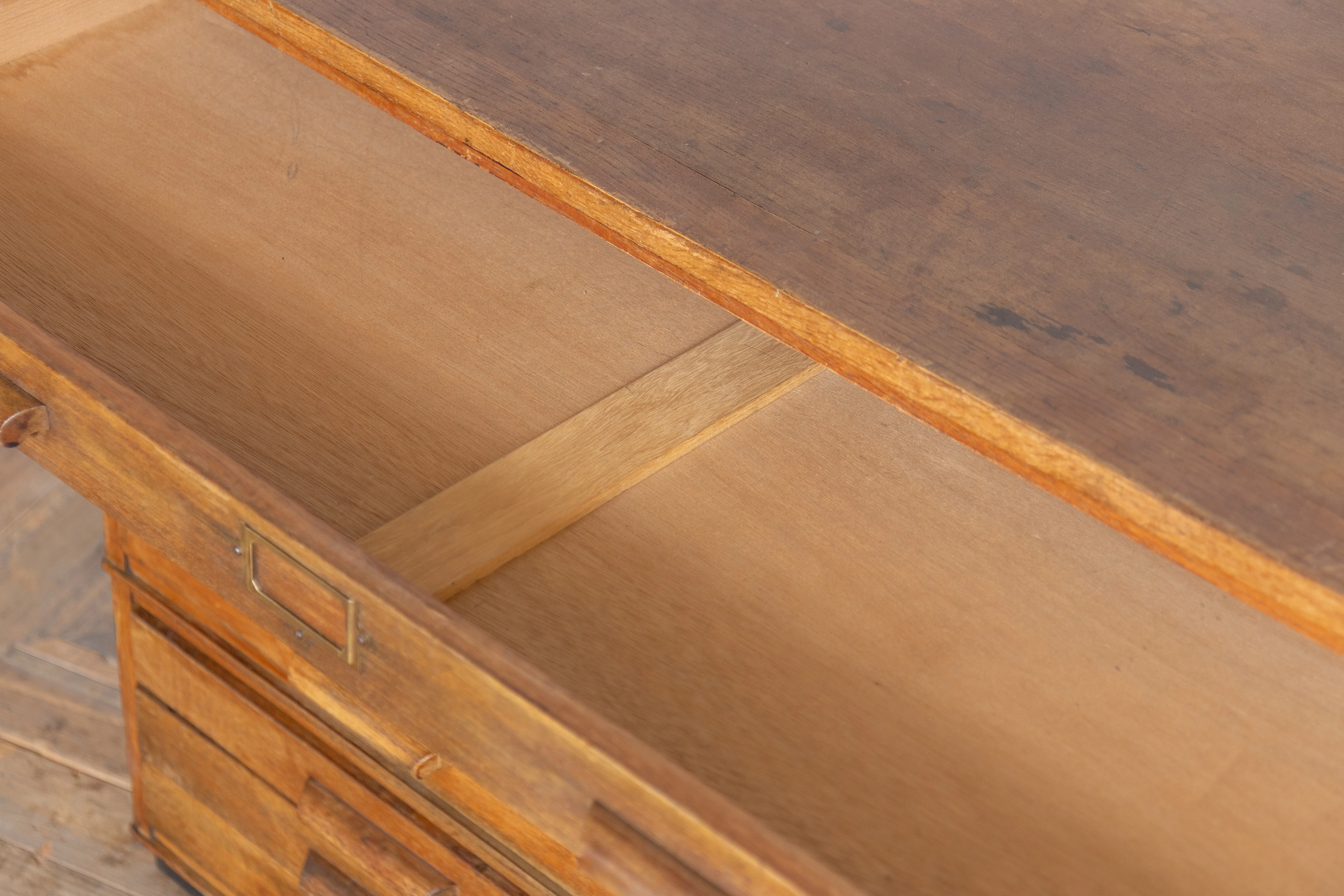 Vintage 1920's Three Tiered Oak Plan Chest - Image 10