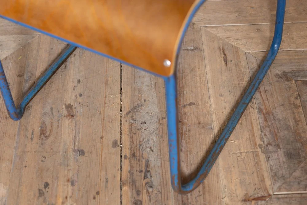 Vintage Blue Stacking Chairs - Image 12