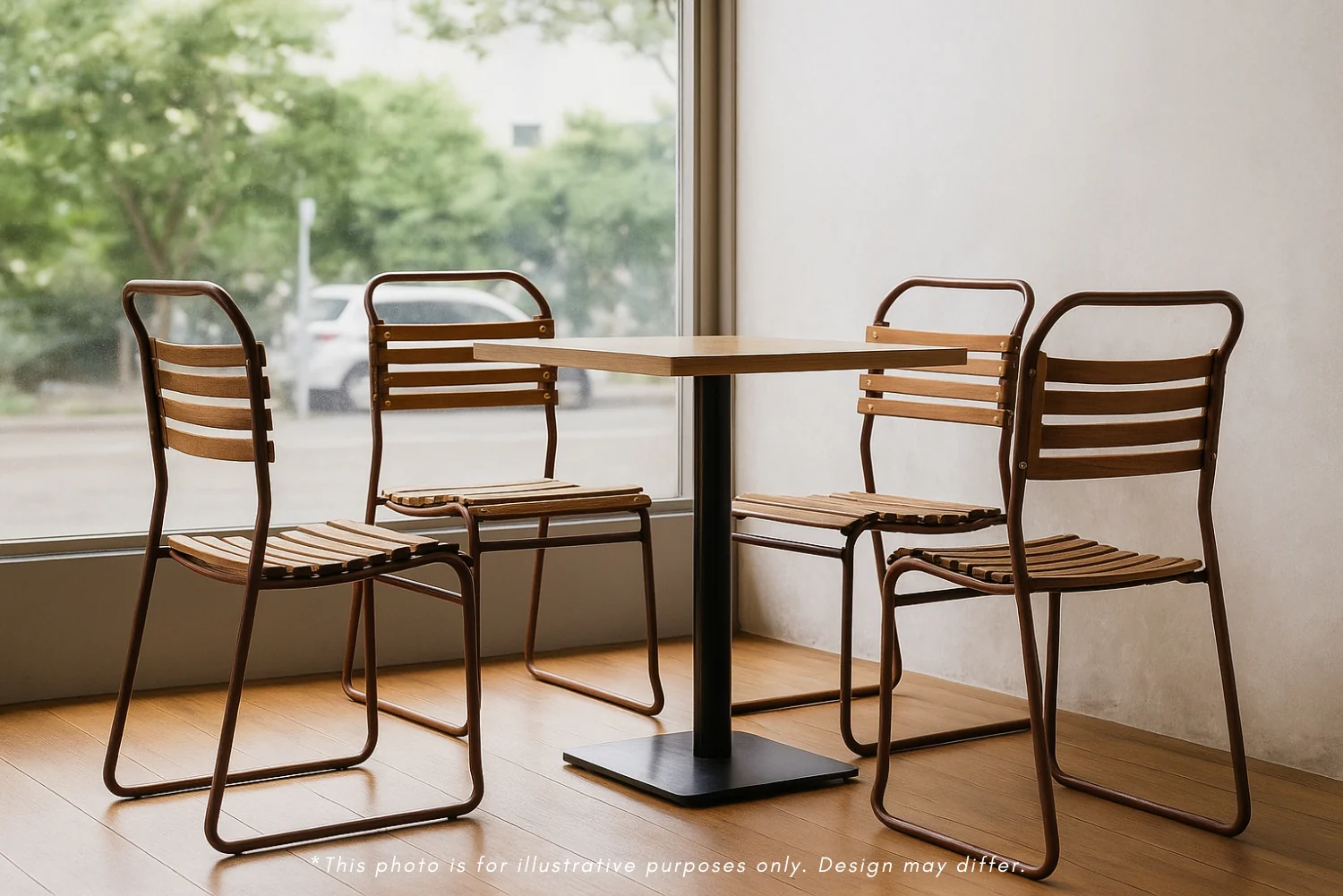 Vintage Burgundy Slatted Stacking Chairs - Image 2