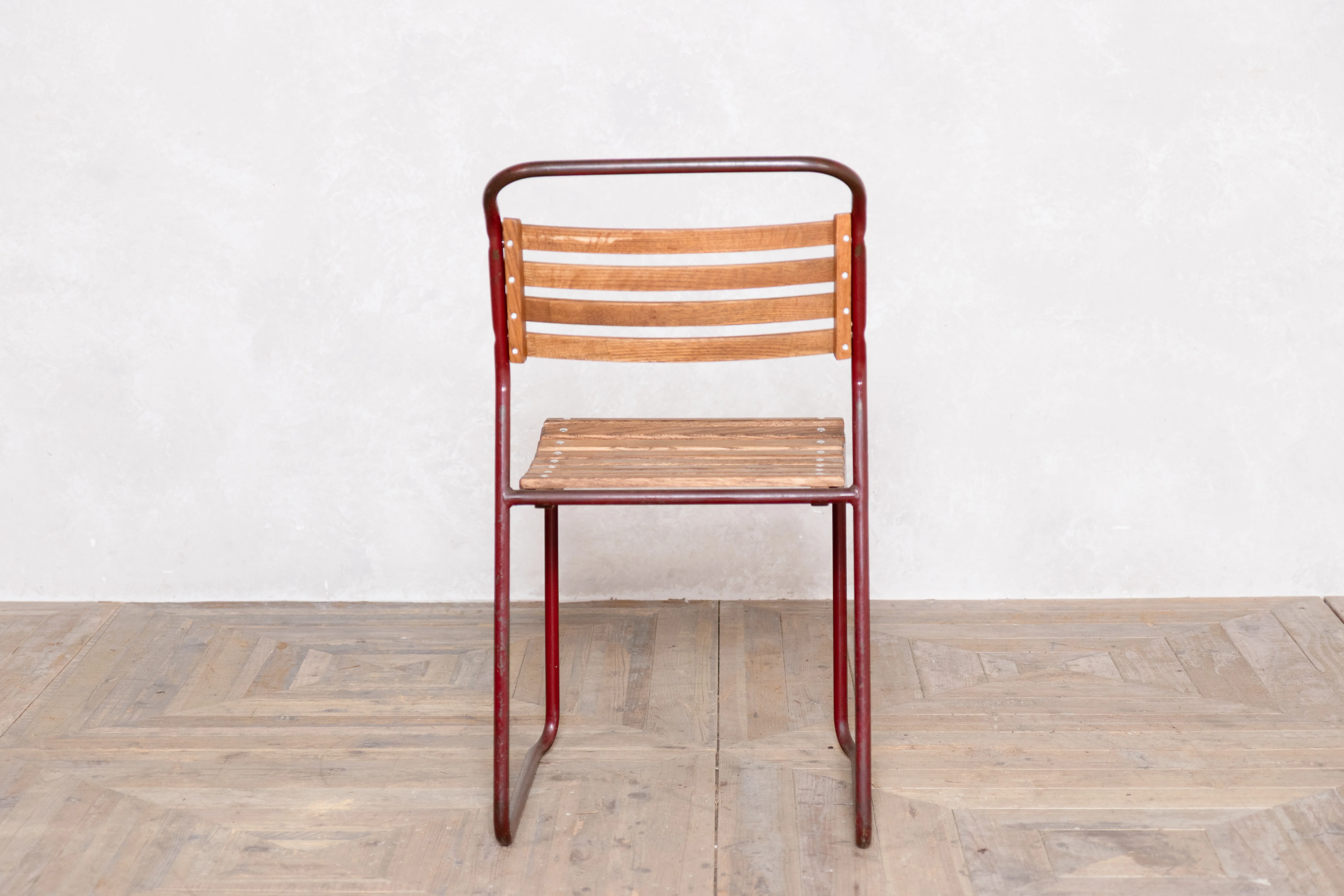 Vintage Burgundy Stacking Chairs - Image 10