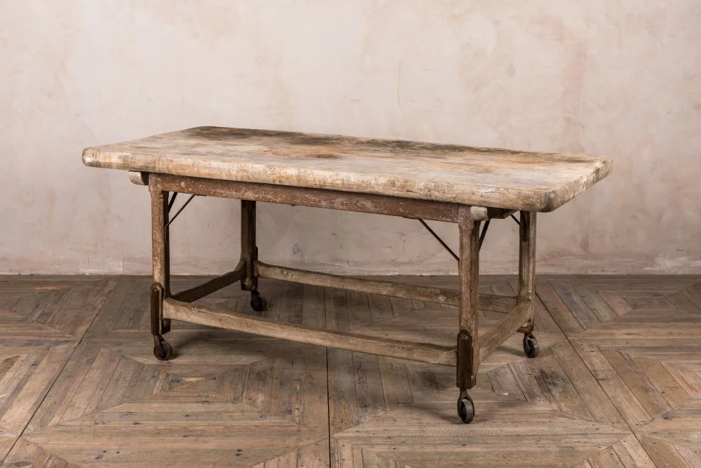 Vintage Butchers Block Table with Oak Base - Image 2