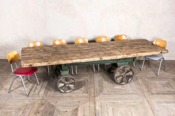 Vintage Cart Table with Cement Mixer Base