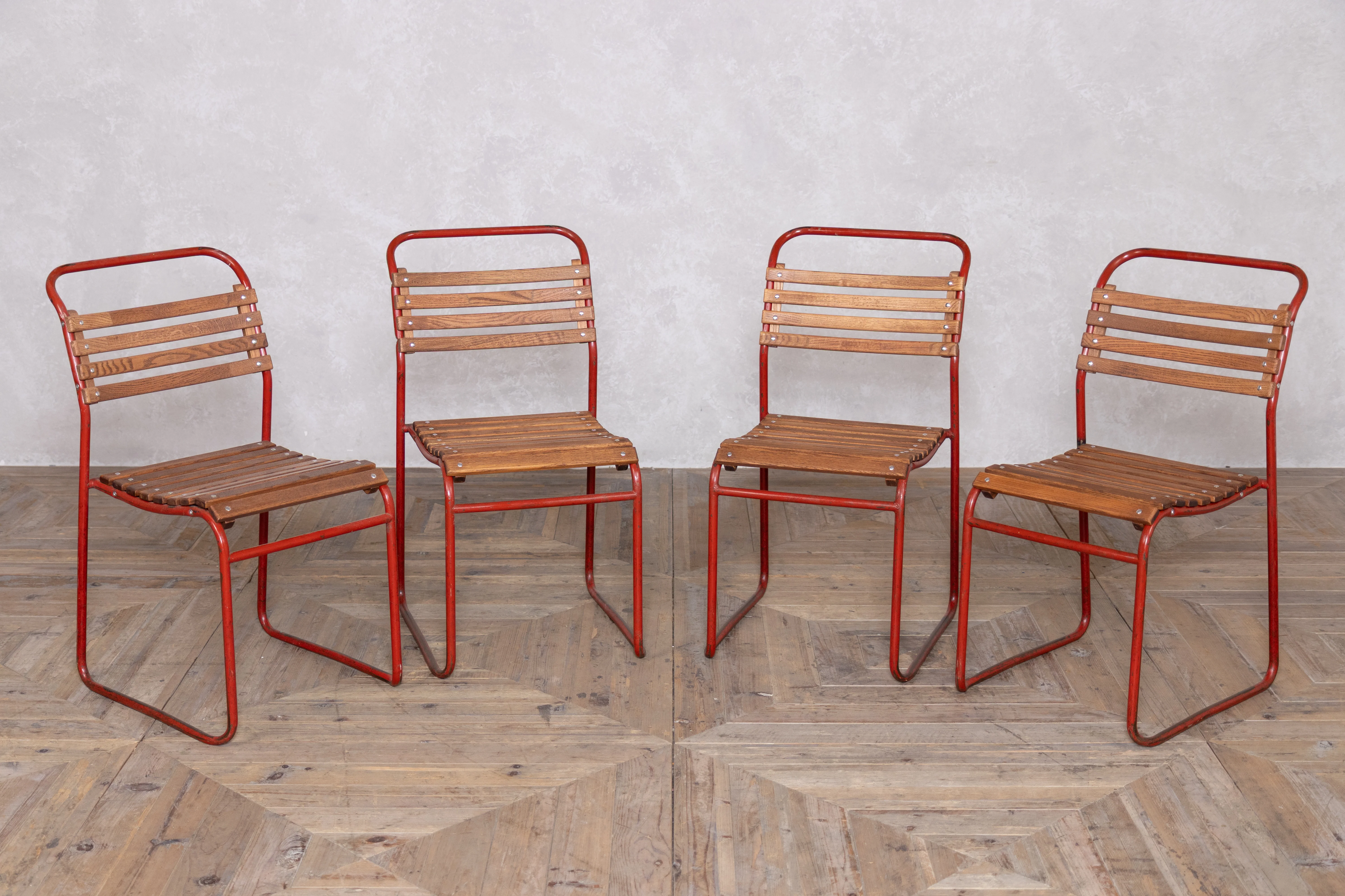 Vintage Cox 1960s Stacking Chairs with Red Frame - Image 3