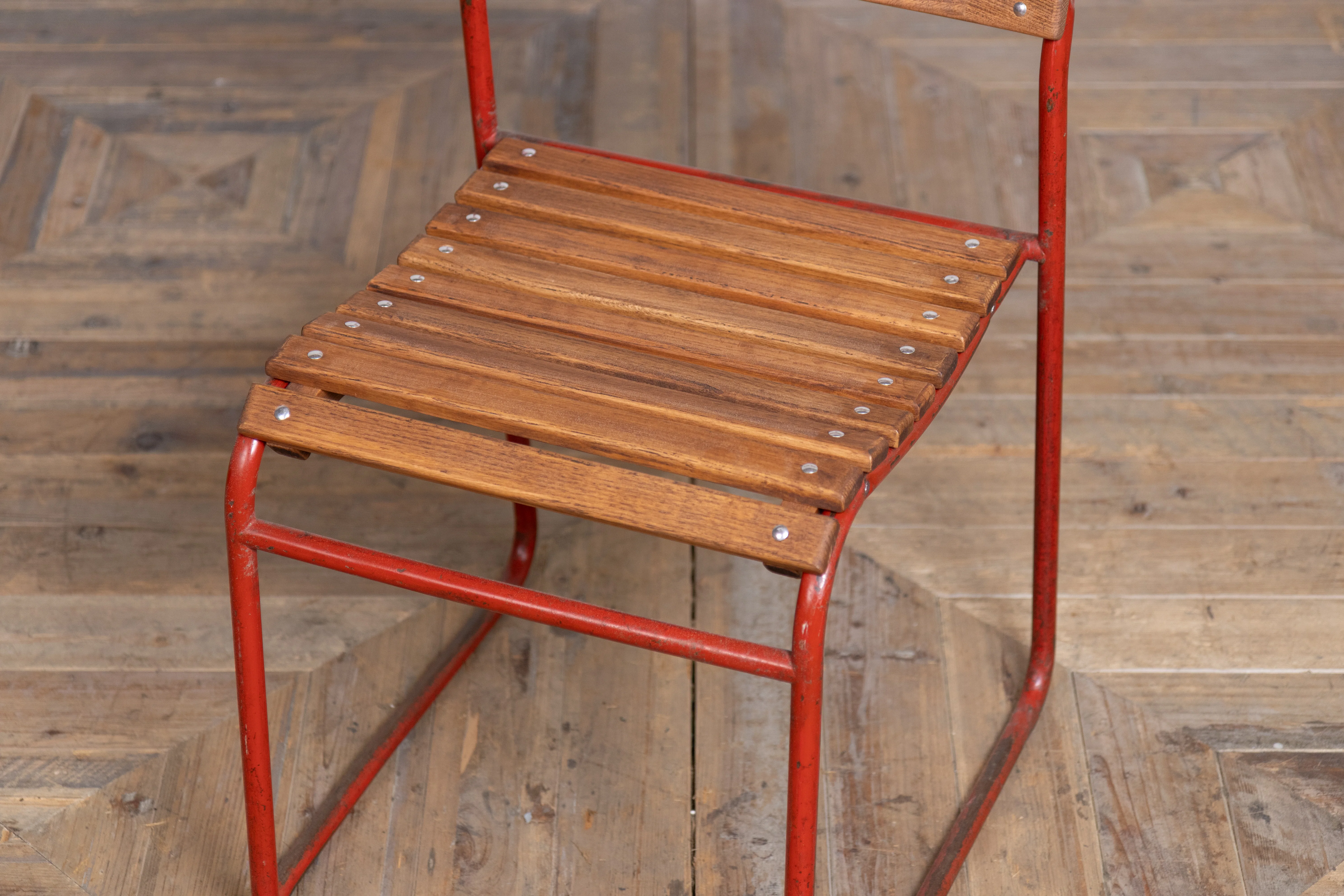 Vintage Cox 1960s Stacking Chairs with Red Frame - Image 9