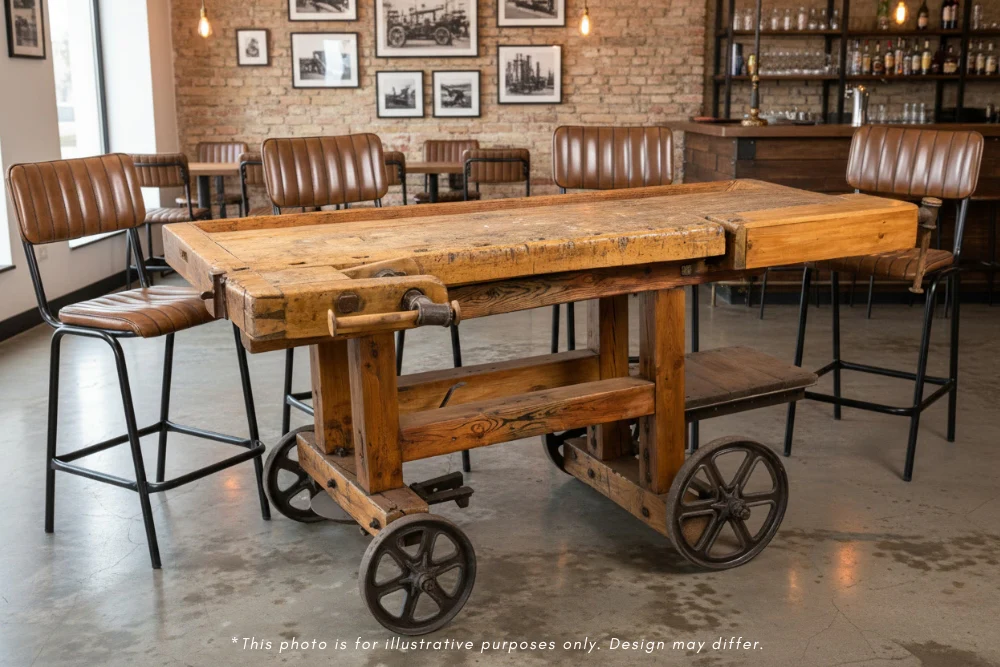 Vintage Display Stand Kitchen Island on Wheels - Image 2