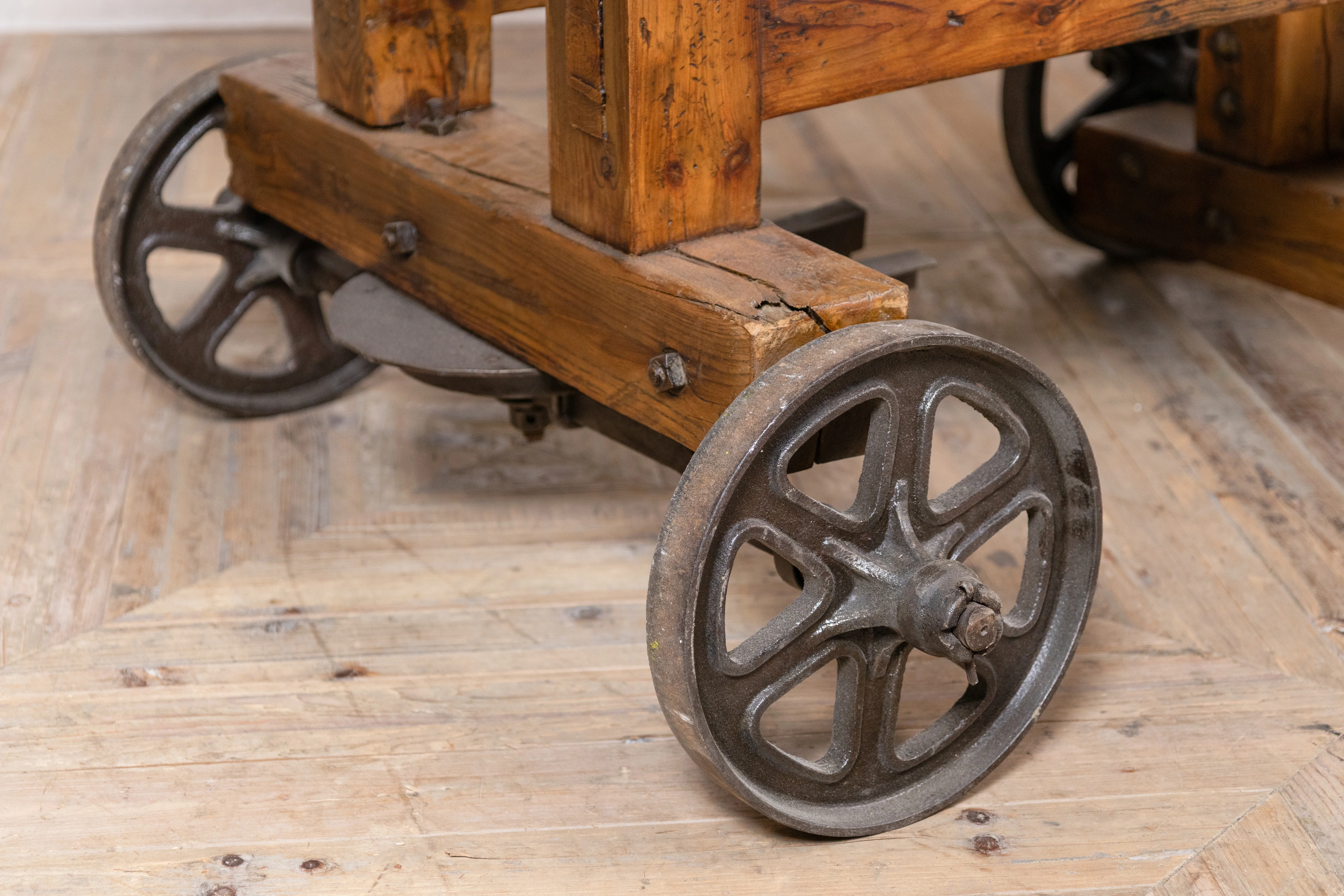 Vintage Display Stand Kitchen Island on Wheels - Image 5