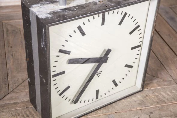 Vintage Double Faced Factory Ceiling Clock - Image 2
