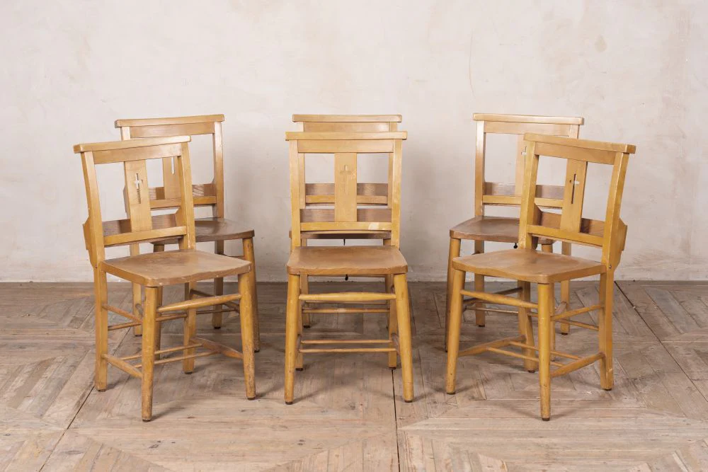 Vintage Elm & Beech Chapel Chairs