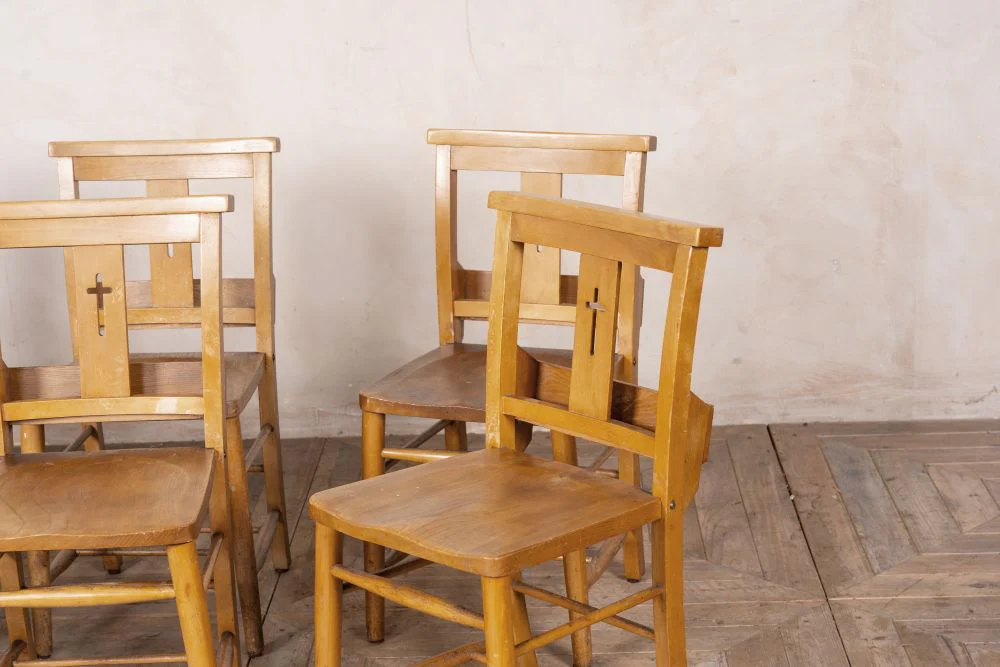 Vintage Elm & Beech Chapel Chairs - Image 4