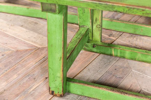 Vintage Green Slatted Bench - Image 4