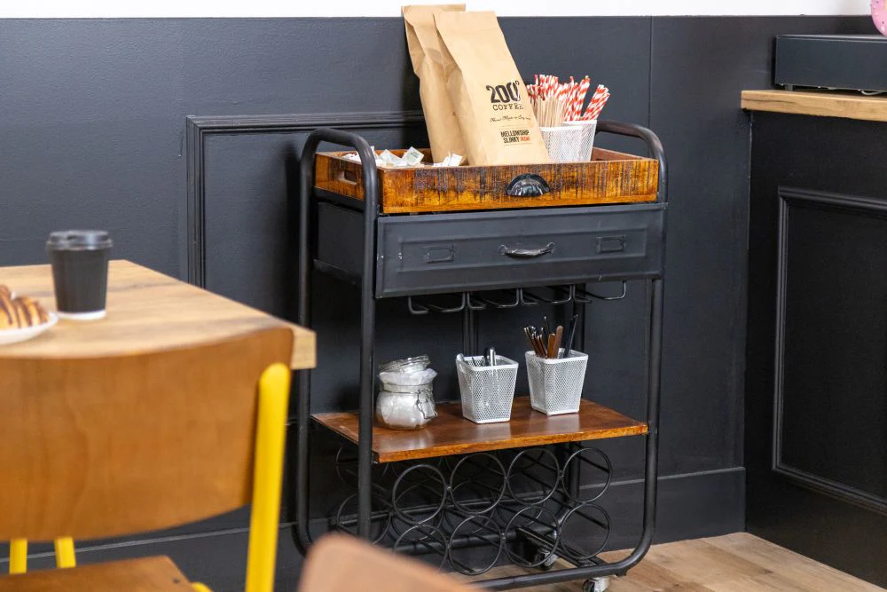 Vintage Industrial Style Drinks Trolley - Image 2