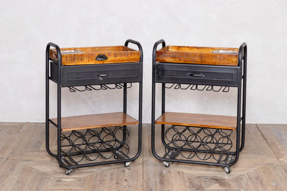 Vintage Industrial Style Drinks Trolley - Image 3