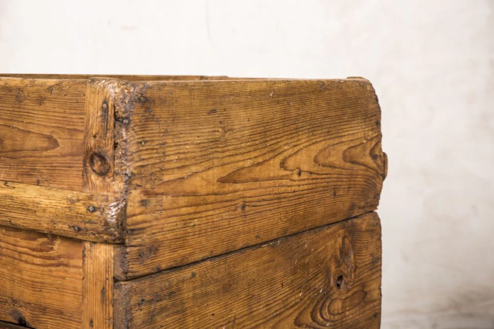 Vintage Pine Log Box on Wheels - Image 2