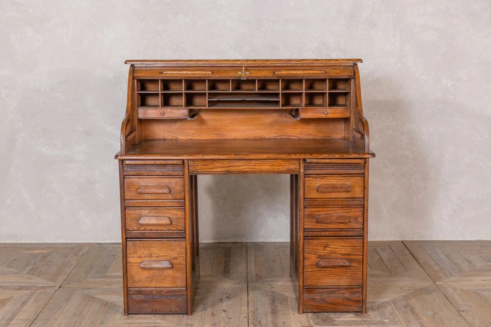 1920s Vintage Roll Top Office Desk
