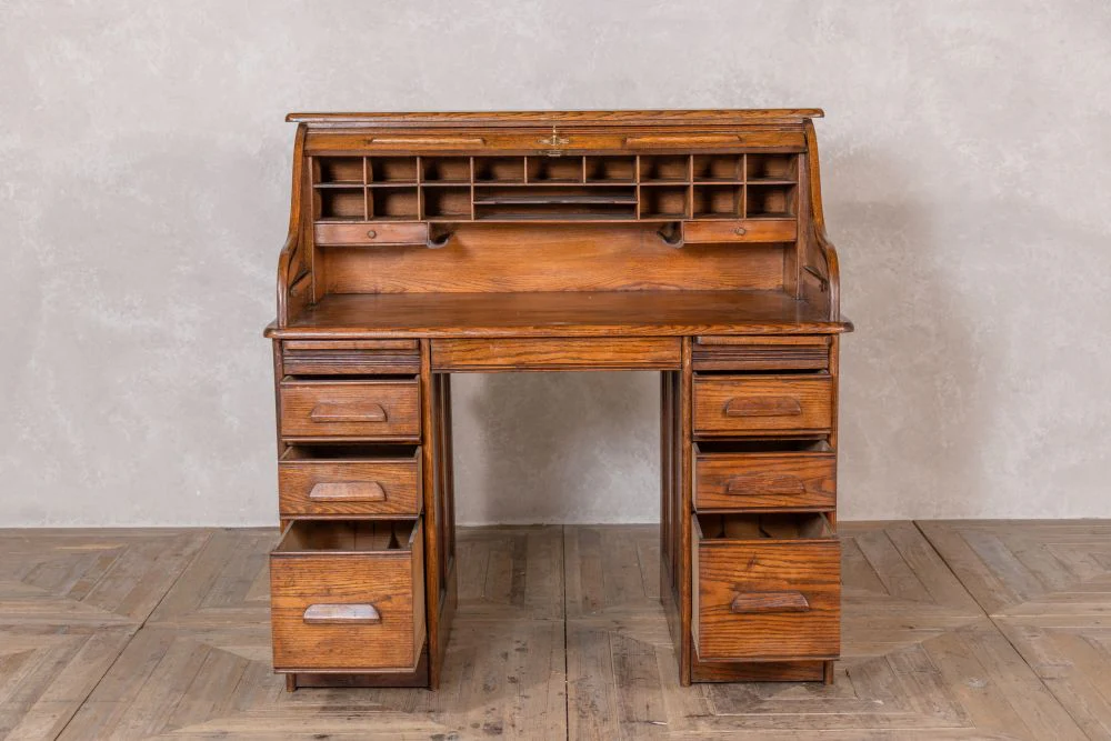 1920s Vintage Roll Top Office Desk - Image 5