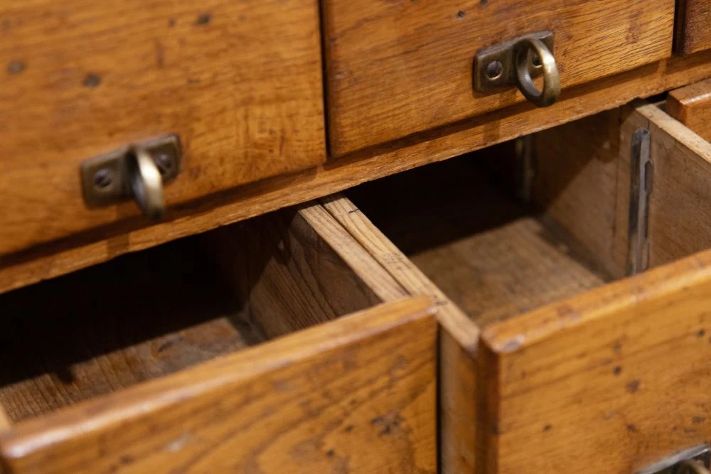 Vintage Shop Haberdashery Cabinet with Rolling Ladder - Image 10