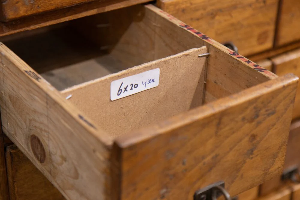 Vintage Shop Haberdashery Cabinet with Rolling Ladder - Image 13