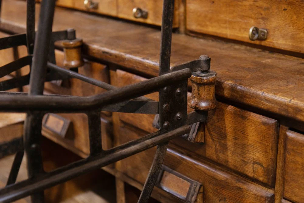 Vintage Shop Haberdashery Cabinet with Rolling Ladder - Image 14