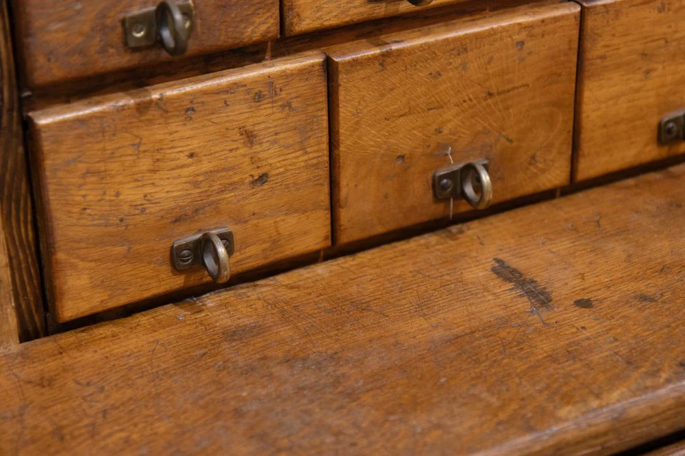 Vintage Shop Haberdashery Cabinet with Rolling Ladder - Image 17