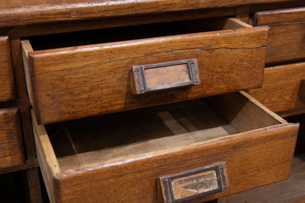 Vintage Shop Haberdashery Cabinet with Rolling Ladder - Image 18
