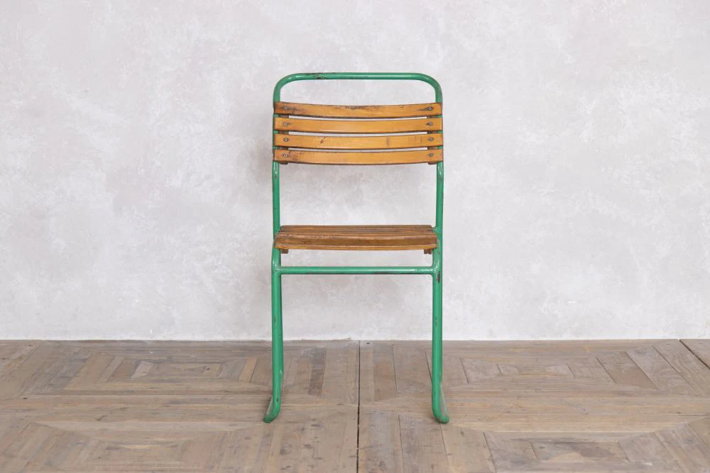 Set of 6 Vintage Green Slatted Stacking Chairs - Green Frame - Image 3