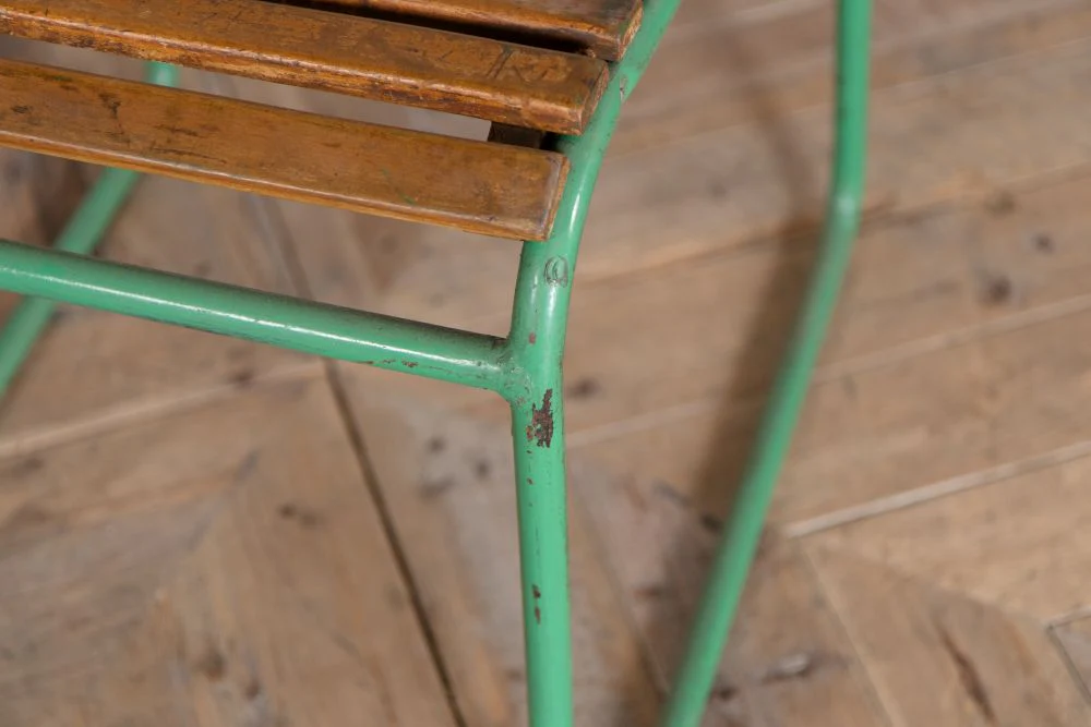 Set of 6 Vintage Green Slatted Stacking Chairs - Green Frame - Image 8
