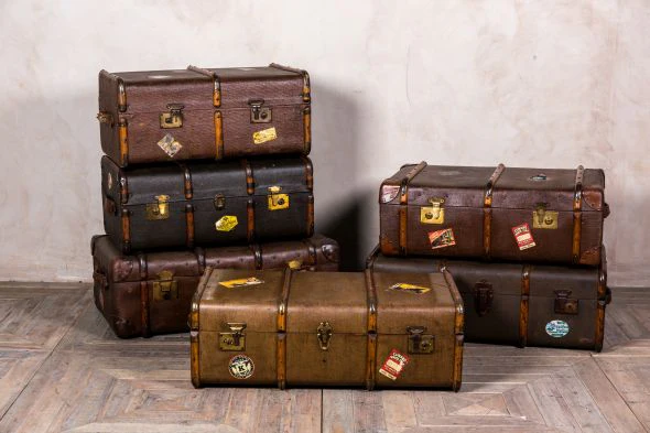 Set of Six Vintage Steamer Trunks