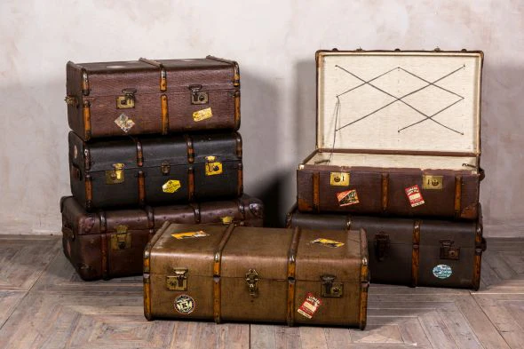 Set of Six Vintage Steamer Trunks - Image 2
