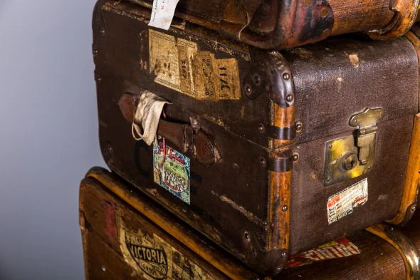 Vintage Steamer Trunks Stack - Image 6