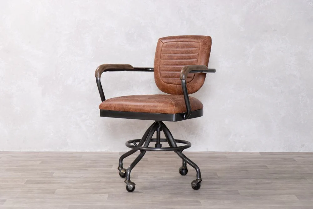 Exeter Leather Vintage Style Office Chair - Image 2