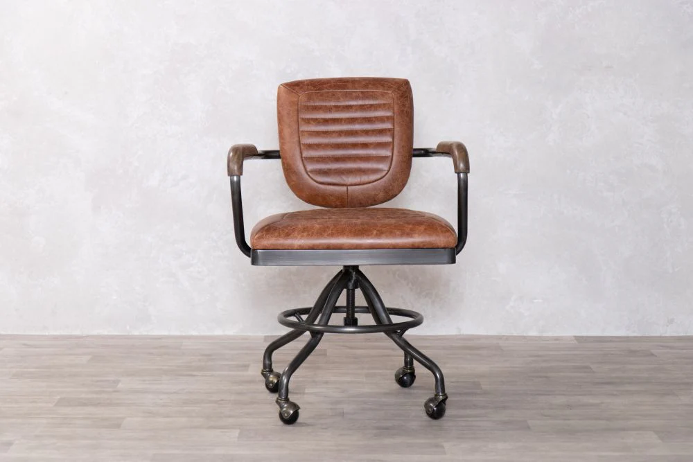Exeter Leather Vintage Style Office Chair - Image 3