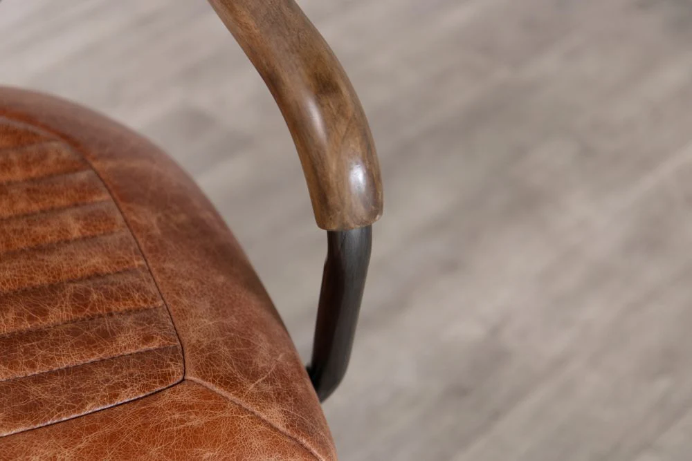 Exeter Leather Vintage Style Office Chair - Image 8