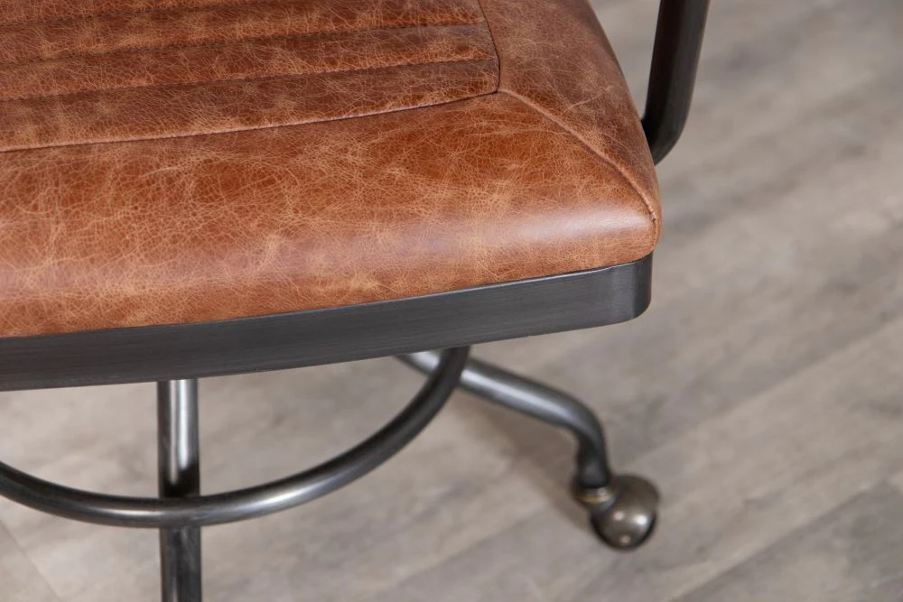 Exeter Leather Vintage Style Office Chair - Image 9