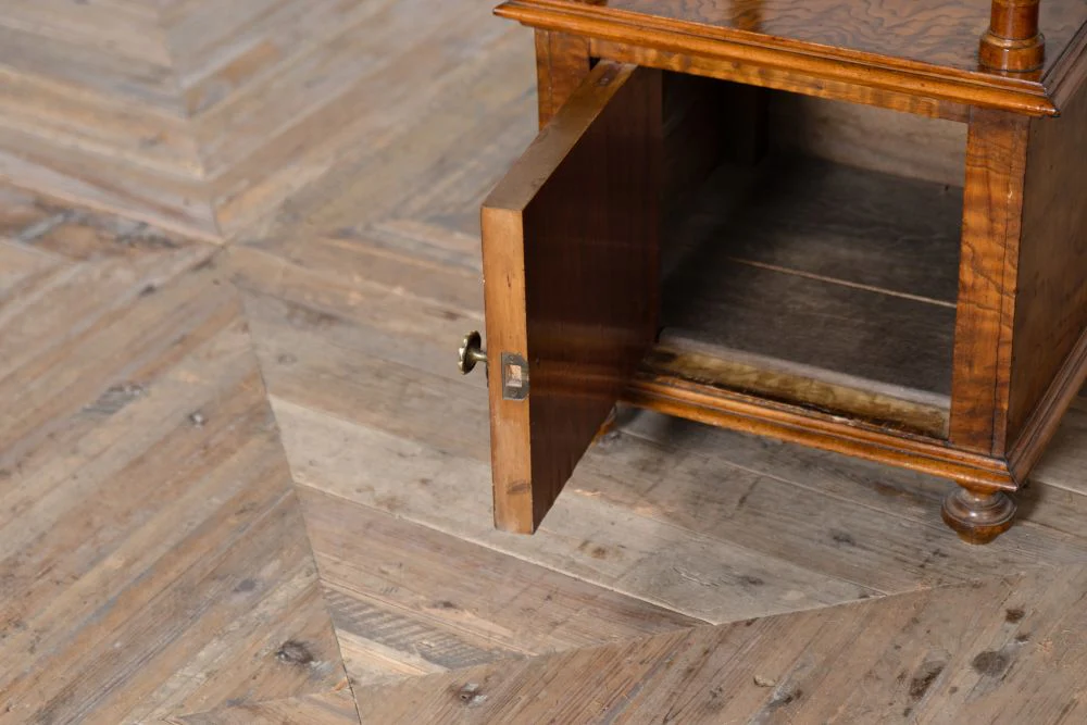 Pair of Walnut Marble Topped Bedside Cabinets - Image 11