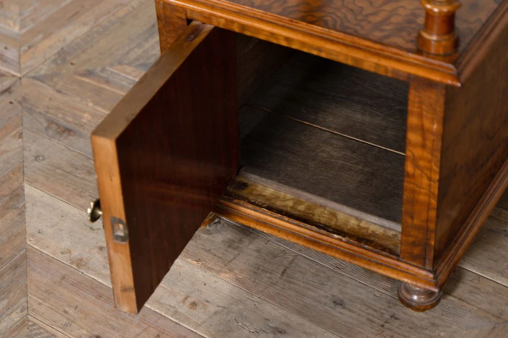 Pair of Walnut Marble Topped Bedside Cabinets - Image 12