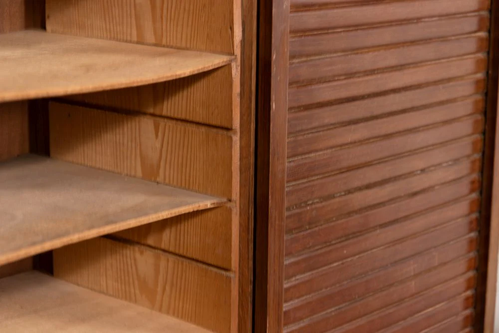 Double Walnut Tambour Fronted Filing Cabinet - Image 7