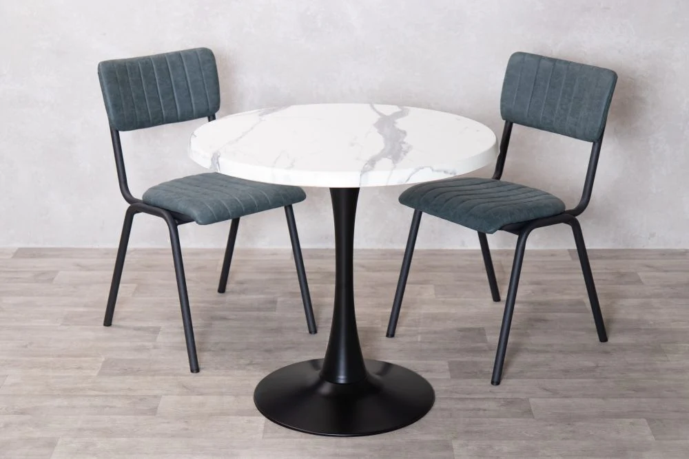 White Marble Effect Top Indoor Café Table Set - Image 17