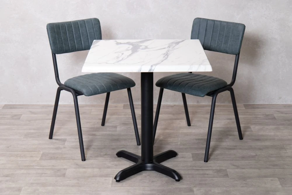White Marble Effect Top Indoor Café Table Set - Image 21