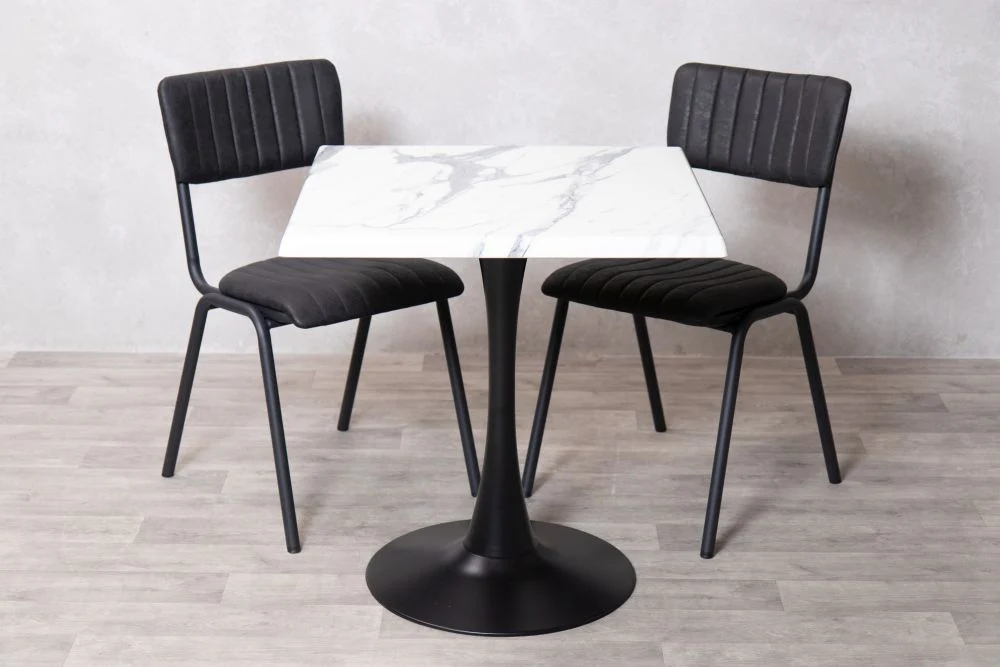 White Marble Effect Top Indoor Café Table Set - Image 29