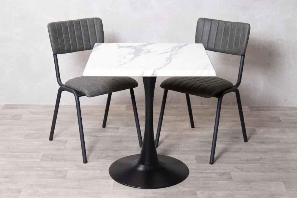 White Marble Effect Top Indoor Café Table Set - Image 32